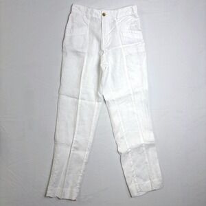 Nicole Miller New York White 100% Linen Straight Leg Pants Womens Small Beach